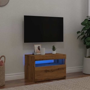 vidaXL Szafka pod TV z oświetleniem LED, dąb artisan, 60x35x40 cm 5