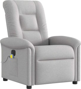 vidaXL Rozkładany fotel masujący, elektryczny, szara, tkanina 4