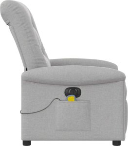 vidaXL Rozkładany fotel masujący, elektryczny, szara, tkanina 6