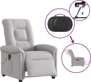 vidaXL Rozkładany fotel masujący, elektryczny, szara, tkanina 9