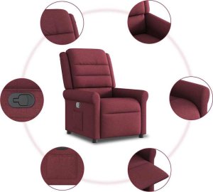 vidaXL Fotel rozkładany, winna czerwień, obity tkaniną 9