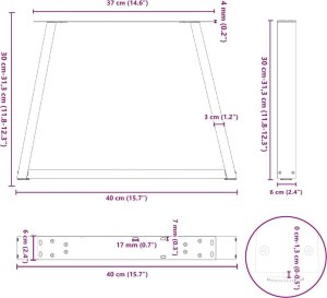 vidaXL Nogi do stołu jadalnego w kształcie litery V 2 szt. Czarne Stal 10