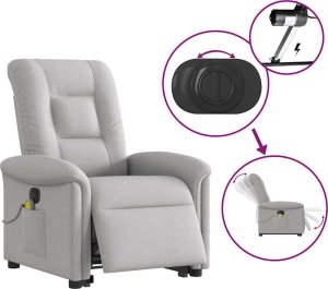 vidaXL Podnoszony fotel masujący, elektryczny, rozkładany, szary 9