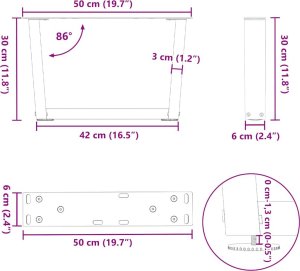 vidaXL Nogi do stołu jadalnego w kształcie litery V 2 szt. Czarne Stal 10
