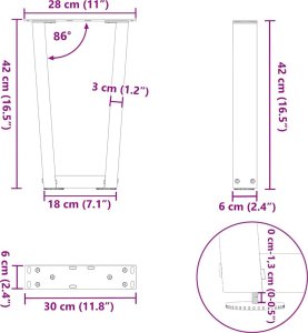 vidaXL Nogi stołu jadalnego w kształcie litery V 2 szt. Antracyt Stal 10