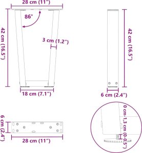 vidaXL Nogi do stołu jadalnego w kształcie litery V 2 szt. Czarne Stal 10