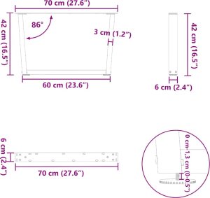 vidaXL Nogi do stołu jadalnego w kształcie litery V 2 szt. Czarne Stal 10