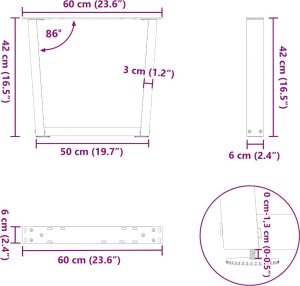 vidaXL Nogi stołu jadalnego w kształcie litery V 2 szt. Antracyt Stal 10