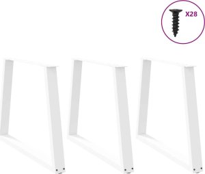 vidaXL Nogi do stołu jadalnego w kształcie litery V 3 szt. Białe Stal 3