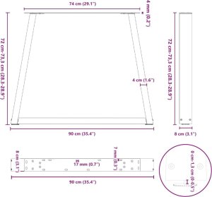 vidaXL Nogi do stołu jadalnego w kształcie litery V 3 szt. Białe Stal 10