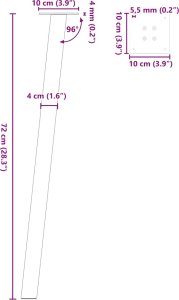 vidaXL Nogi do stolika kawowego, 4 szt., stal, 72 cm, stal 10