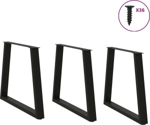 vidaXL Nogi do stołu jadalnego w kształcie litery V 3 szt. Czarne Stal 3