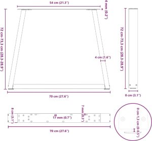 vidaXL Nogi do stołu jadalnego w kształcie litery V 3 szt. Czarne Stal 10