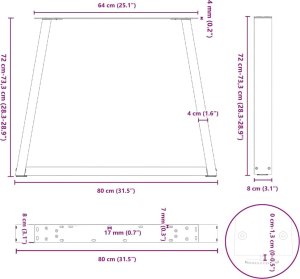 vidaXL Nogi stołu jadalnego w kształcie litery V 3 szt. Antracyt Stal 10