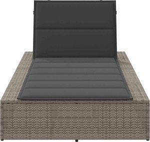 vidaXL Leżak z pływającą poduszką Szary polirattan 4