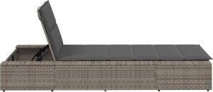vidaXL Leżak z pływającą poduszką Szary polirattan 7