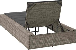 vidaXL Leżak z pływającą poduszką Szary polirattan 8