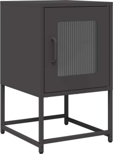 vidaXL Szafka nocna Czarna 36x39x60,5 cm Stal walcowana na zimno 2