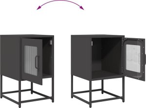 vidaXL Szafka nocna Czarna 36x39x60,5 cm Stal walcowana na zimno 8