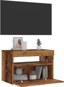 Szafka pod TV z oświetleniem LED, stare drewno, 60x35x40 cm 1
