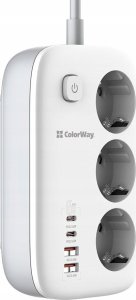 Listwa zasilająca ColorWay Power Socket 3 gniazda 2m Czarny (CW-CHE34PDW) 2