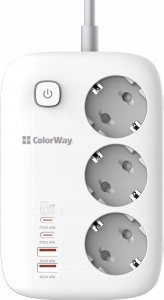 Listwa zasilająca ColorWay Power Socket 3 gniazda 2m Czarny (CW-CHE34PDW) 3