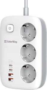 Listwa zasilająca ColorWay Power Socket 3 gniazda 2m Czarny (CW-CHE34PDW) 5