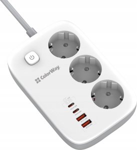 Listwa zasilająca ColorWay Power Socket 3 gniazda 2m Czarny (CW-CHE34PDW) 6