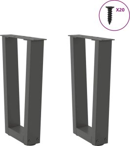 Nogi stołu jadalnego w kształcie litery V 2 szt. Antracyt Stal 3