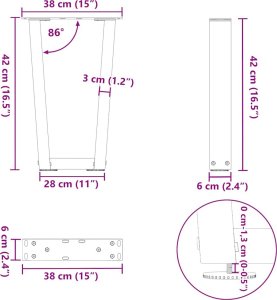 Nogi stołu jadalnego w kształcie litery V 2 szt. Antracyt Stal 10