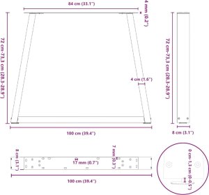 Nogi do stołu jadalnego w kształcie litery V 2 szt. Stal 11