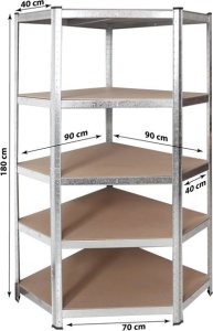 Regał metalowy rogowy magazynowy Zeus 180x90x40 cm 5 półek nośność 875 kg 3