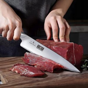 HOSHANHO 8-częściowy zestaw noży kuchennych blok drewniany stal nierdzewna 5