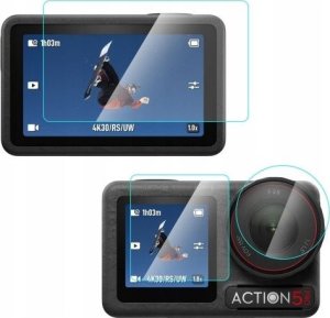 Zestaw Osłona Szkło Hartowane na 2x Ekran + Obiektyw DJI Osmo Action 5 Pro / PU958T 9