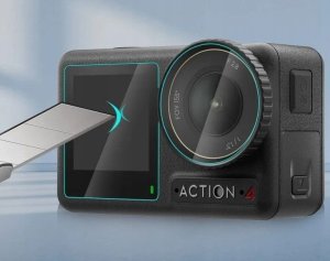 Osłona na obiektyw Puluz Zestaw Osłona Szkło Hartowane na 2x Ekran + Obiektyw LCD DJI Osmo Action 4 / PU953T 6