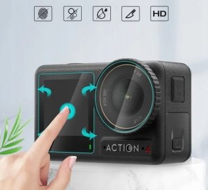 Osłona na obiektyw Puluz Zestaw Osłona Szkło Hartowane na 2x Ekran + Obiektyw LCD DJI Osmo Action 4 / PU953T 10