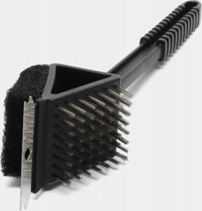 Szczotka do czyszczenia grilla 3w1 czarna druciana 36cm 2