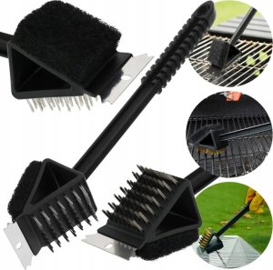 Szczotka do czyszczenia grilla 3w1 czarna druciana 36cm 8