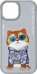 Nimmy iPhone 15 6.1" case gray/gray Glasses Cool Cat 4