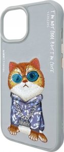 Nimmy iPhone 15 6.1" case gray/gray Glasses Cool Cat 6