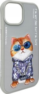 Nimmy iPhone 15 6.1" case gray/gray Glasses Cool Cat 7