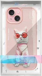 Nimmy iPhone 15 6.1" case pink/pink Glasses Cool Cat 12