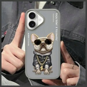 Nimmy iPhone 16 6.1" case gray/gray Glasses Cool Dog 10