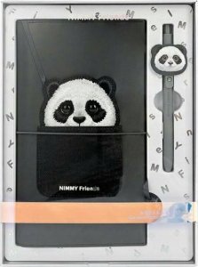 Nimmy Set 2in1 notebook + pen black/black Big Eyed Pet 2.0 Panda 4