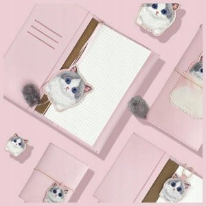 Nimmy Set 2in1 notebook + pen pink/pink Big Eyed Pet 2.0 Cat 4