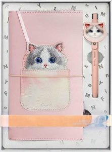 Nimmy Set 2in1 notebook + pen pink/pink Big Eyed Pet 2.0 Cat 6