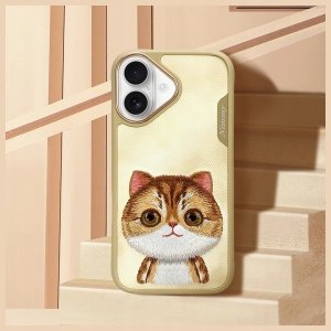 Nimmy case iPhone 16 6.1" khaki Big Eyed Pet 2.0 Cat 9