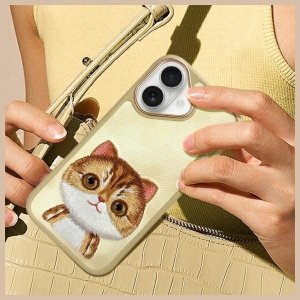Nimmy case iPhone 16 6.1" khaki Big Eyed Pet 2.0 Cat 10