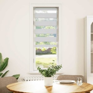 vidaXL Roleta zebra, biała, szerokość tkaniny 45,9 cm, poliester 2