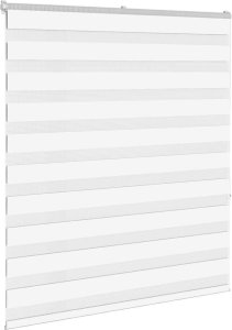 vidaXL Roleta zebra, biała, szerokość tkaniny 120,9 cm, poliester 3